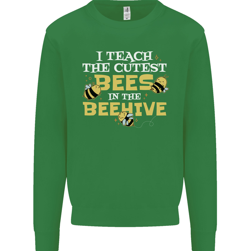 Teaching I Teach the Cutest Bees Teacher Kids Sweatshirt Jumper Irish Green