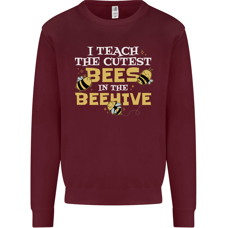 Teaching I Teach the Cutest Bees Teacher Kids Sweatshirt Jumper Maroon