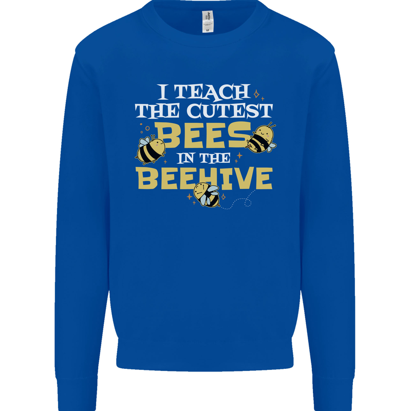 Teaching I Teach the Cutest Bees Teacher Kids Sweatshirt Jumper Royal Blue