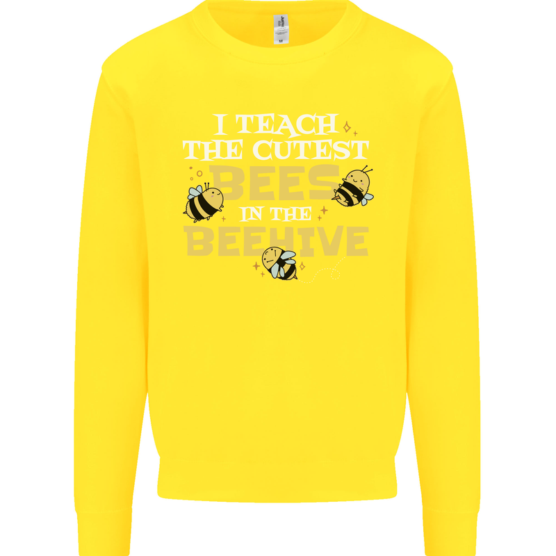Teaching I Teach the Cutest Bees Teacher Kids Sweatshirt Jumper Yellow