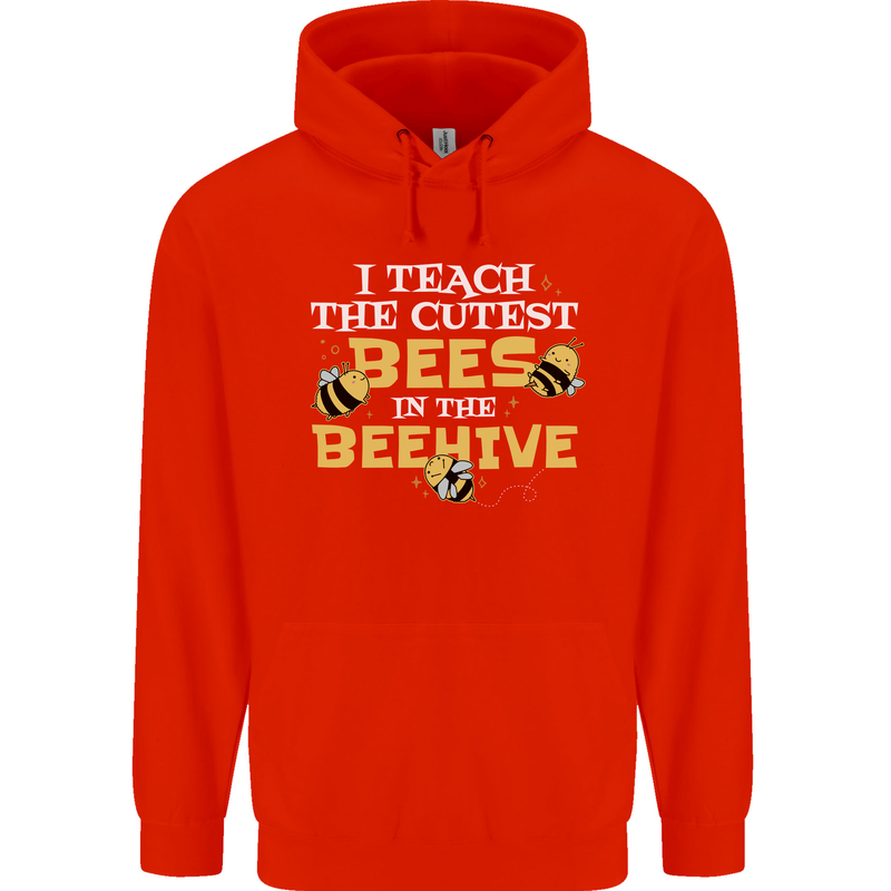 Teaching I Teach the Cutest Bees Teacher Mens 80% Cotton Hoodie Bright Red