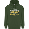 Teaching I Teach the Cutest Bees Teacher Mens 80% Cotton Hoodie Forest Green
