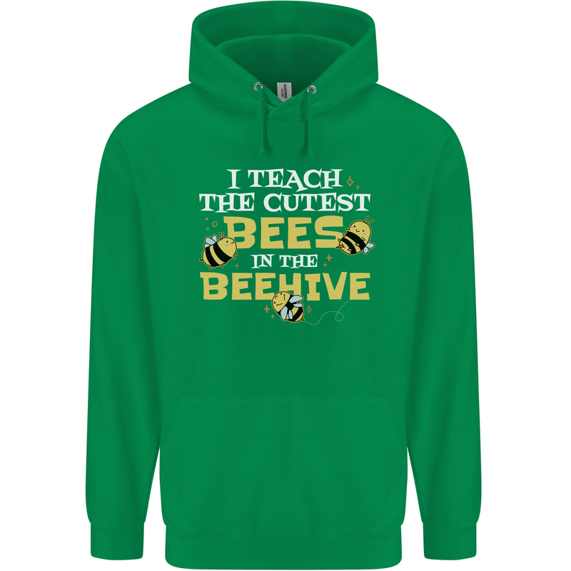 Teaching I Teach the Cutest Bees Teacher Mens 80% Cotton Hoodie Irish Green