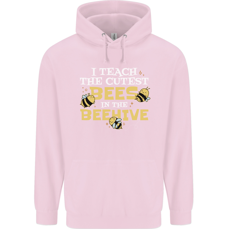 Teaching I Teach the Cutest Bees Teacher Mens 80% Cotton Hoodie Light Pink