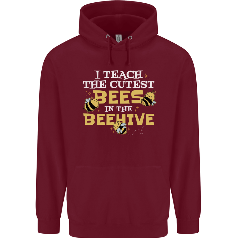 Teaching I Teach the Cutest Bees Teacher Mens 80% Cotton Hoodie Maroon