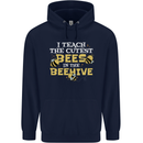 Teaching I Teach the Cutest Bees Teacher Mens 80% Cotton Hoodie Navy Blue