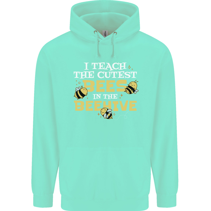 Teaching I Teach the Cutest Bees Teacher Mens 80% Cotton Hoodie Peppermint