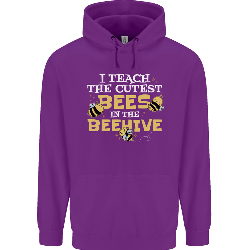 Teaching I Teach the Cutest Bees Teacher Mens 80% Cotton Hoodie Purple
