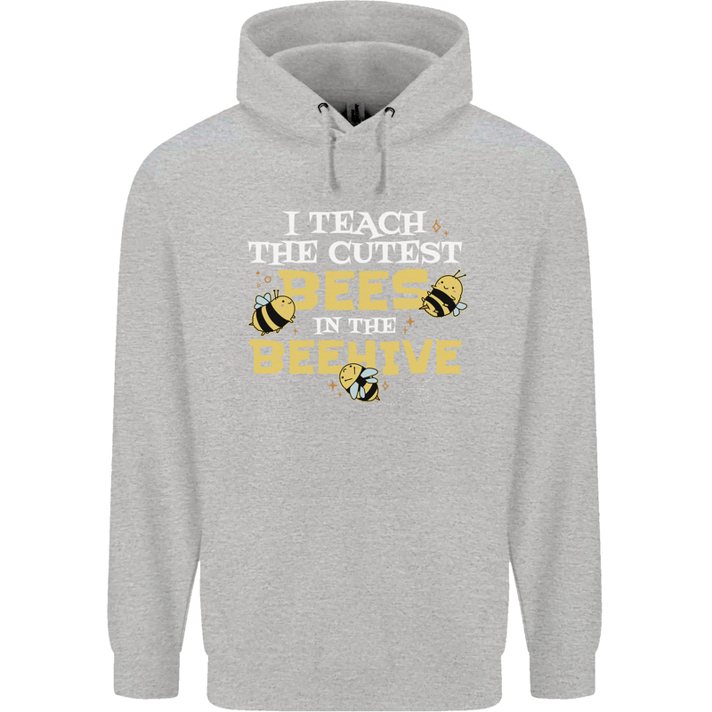 Teaching I Teach the Cutest Bees Teacher Mens 80% Cotton Hoodie Sports Grey