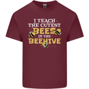 Teaching I Teach the Cutest Bees Teacher Mens Cotton T-Shirt Tee Top Maroon