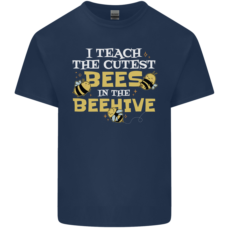 Teaching I Teach the Cutest Bees Teacher Mens Cotton T-Shirt Tee Top Navy Blue