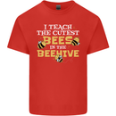 Teaching I Teach the Cutest Bees Teacher Mens Cotton T-Shirt Tee Top Red