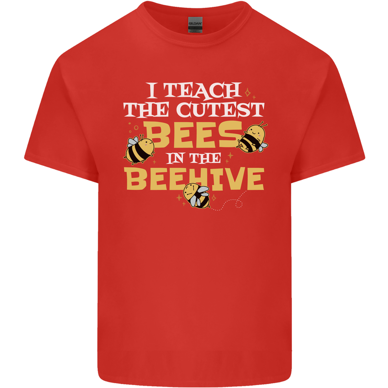 Teaching I Teach the Cutest Bees Teacher Mens Cotton T-Shirt Tee Top Red