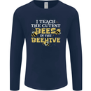 Teaching I Teach the Cutest Bees Teacher Mens Long Sleeve T-Shirt Navy Blue