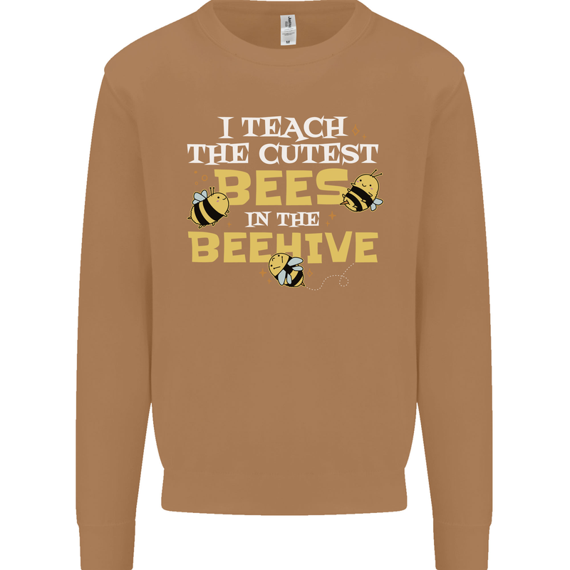Teaching I Teach the Cutest Bees Teacher Mens Sweatshirt Jumper Caramel Latte