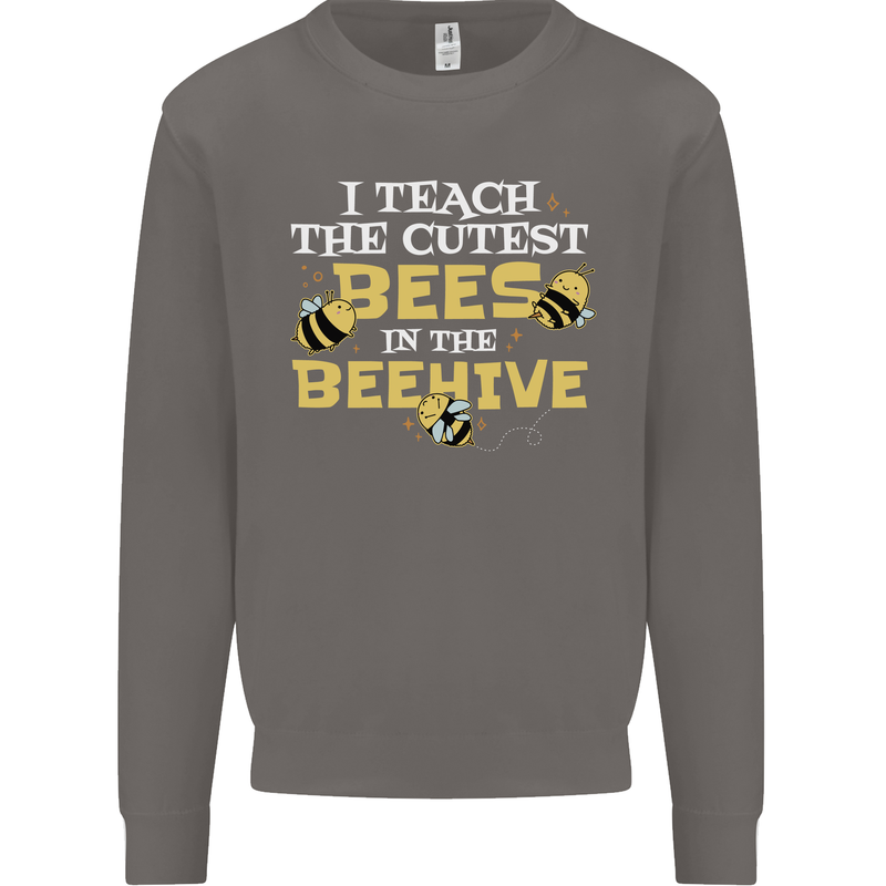 Teaching I Teach the Cutest Bees Teacher Mens Sweatshirt Jumper Charcoal