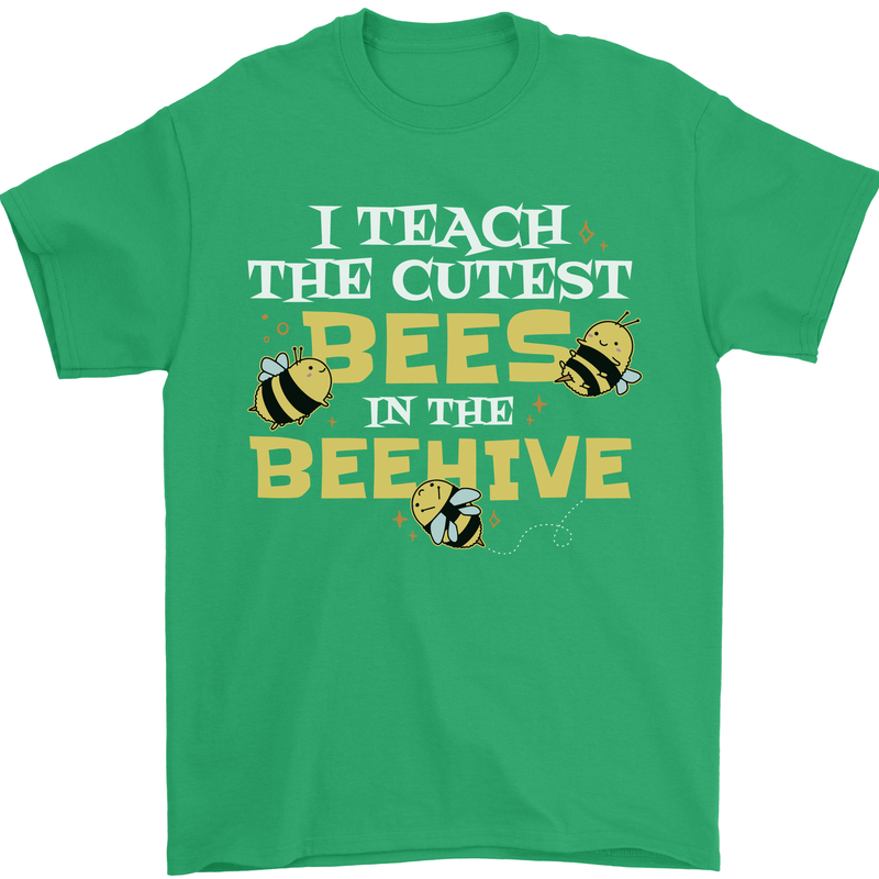 Teaching I Teach the Cutest Bees Teacher Mens T-Shirt 100% Cotton Irish Green