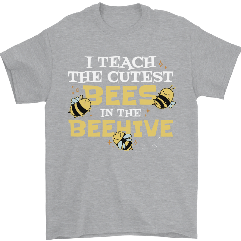 Teaching I Teach the Cutest Bees Teacher Mens T-Shirt 100% Cotton Sports Grey