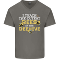 Teaching I Teach the Cutest Bees Teacher Mens V-Neck Cotton T-Shirt Charcoal