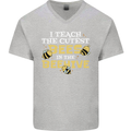 Teaching I Teach the Cutest Bees Teacher Mens V-Neck Cotton T-Shirt Sports Grey