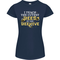 Teaching I Teach the Cutest Bees Teacher Womens Petite Cut T-Shirt Navy Blue