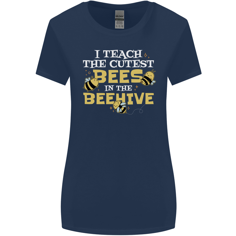 Teaching I Teach the Cutest Bees Teacher Womens Wider Cut T-Shirt Navy Blue