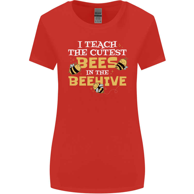 Teaching I Teach the Cutest Bees Teacher Womens Wider Cut T-Shirt Red