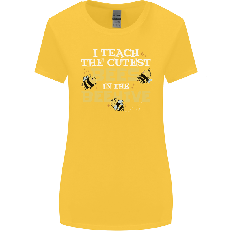 Teaching I Teach the Cutest Bees Teacher Womens Wider Cut T-Shirt Yellow