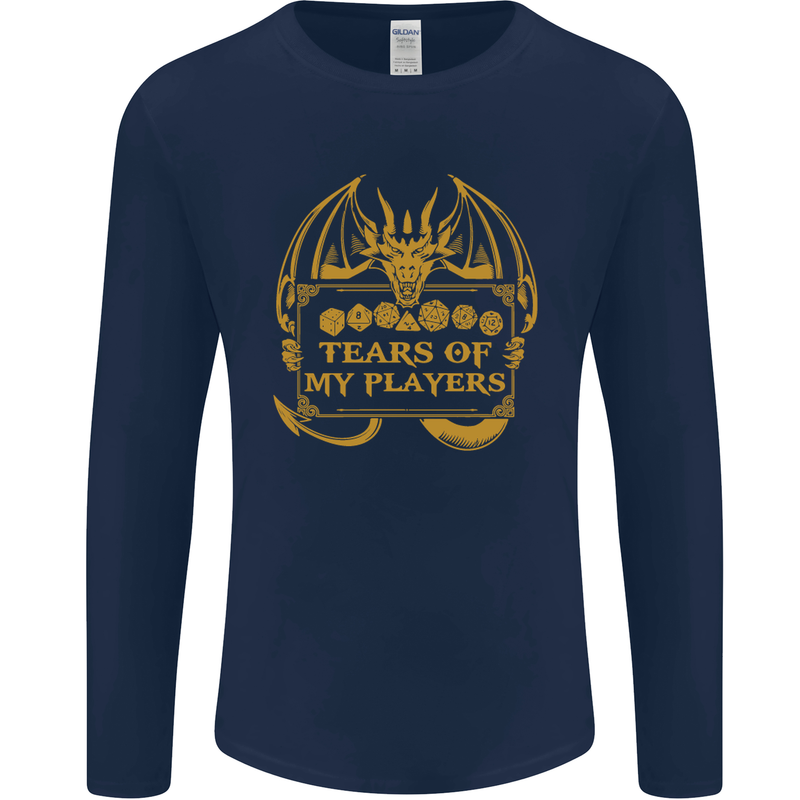 Tears of My Players RPG Role Playing Games Mens Long Sleeve T-Shirt Navy Blue
