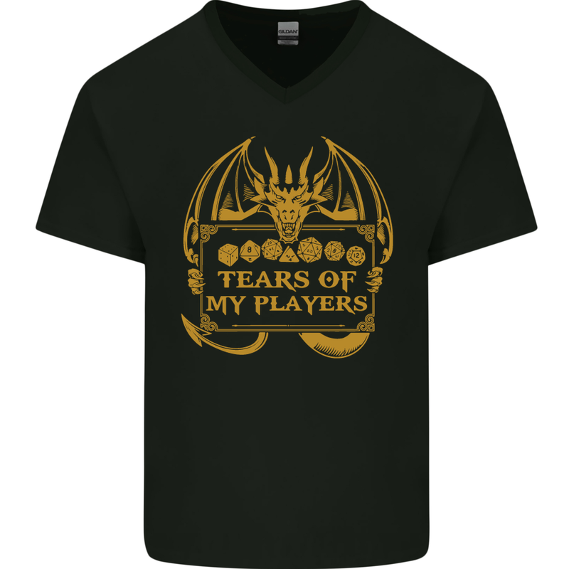 Tears of My Players RPG Role Playing Games Mens V-Neck Cotton T-Shirt Black