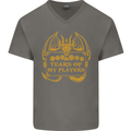 Tears of My Players RPG Role Playing Games Mens V-Neck Cotton T-Shirt Charcoal