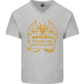 Tears of My Players RPG Role Playing Games Mens V-Neck Cotton T-Shirt Sports Grey