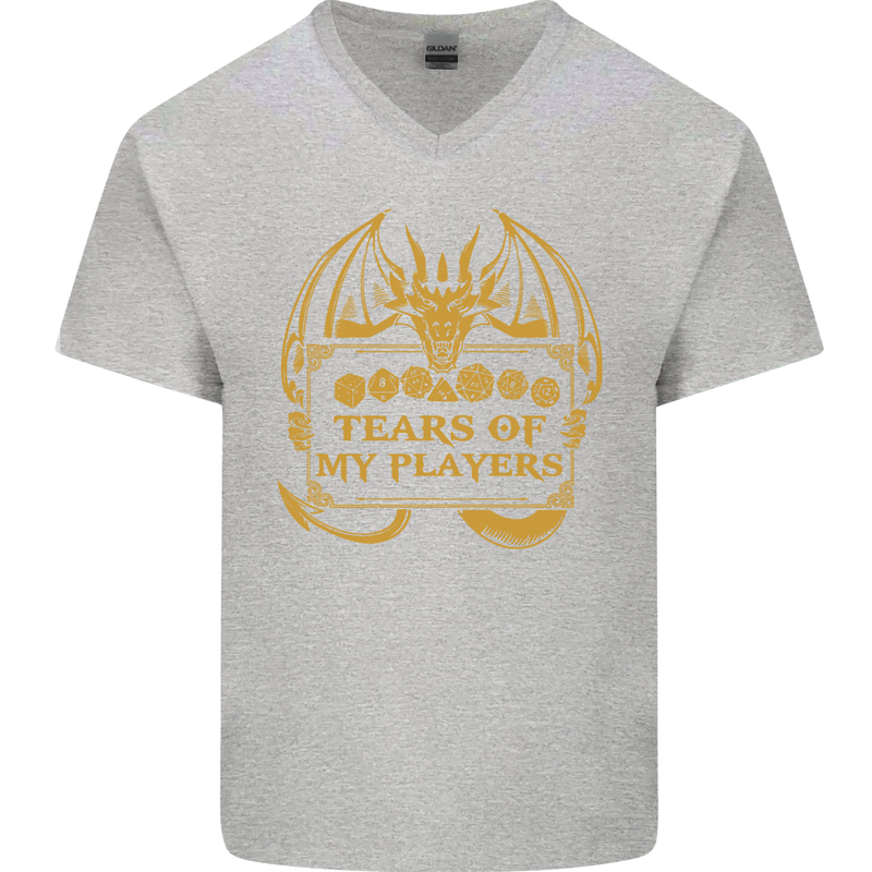 Tears of My Players RPG Role Playing Games Mens V-Neck Cotton T-Shirt Sports Grey