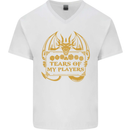 Tears of My Players RPG Role Playing Games Mens V-Neck Cotton T-Shirt White