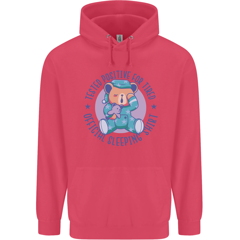 Tested Positive for Tired Teddy Bear Sleeping Childrens Kids Hoodie Heliconia
