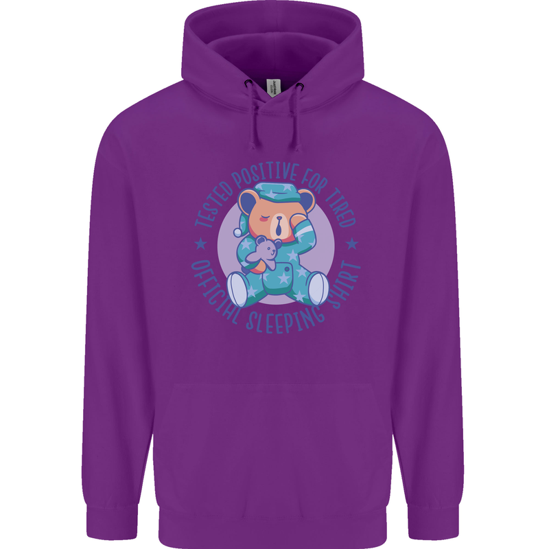 Tested Positive for Tired Teddy Bear Sleeping Childrens Kids Hoodie Purple