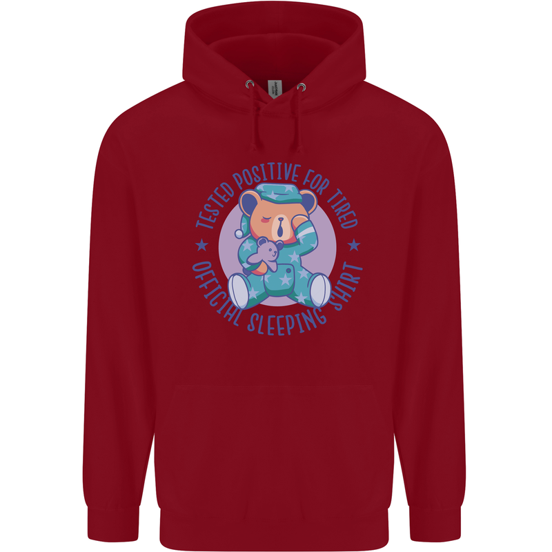 Tested Positive for Tired Teddy Bear Sleeping Childrens Kids Hoodie Red