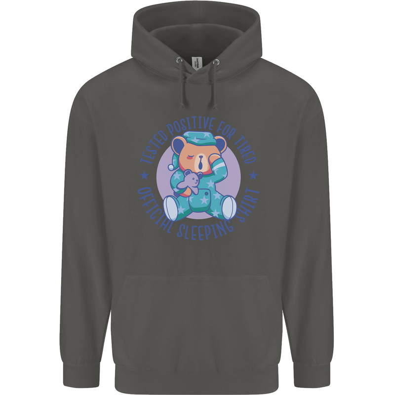 Tested Positive for Tired Teddy Bear Sleeping Childrens Kids Hoodie Storm Grey
