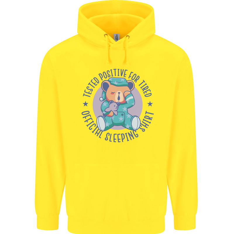 Tested Positive for Tired Teddy Bear Sleeping Childrens Kids Hoodie Yellow