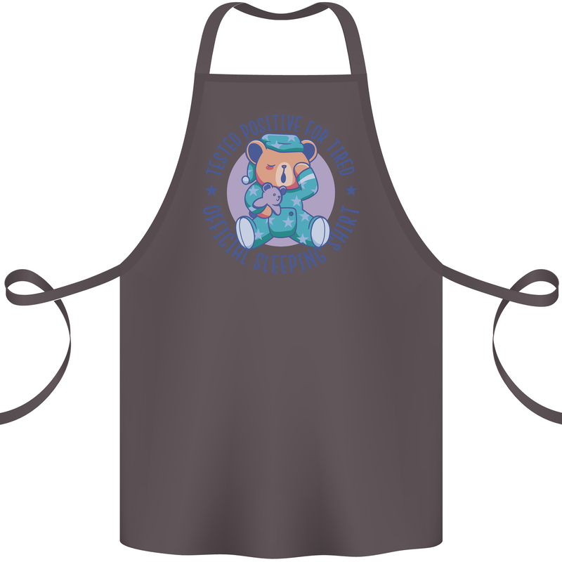 Tested Positive for Tired Teddy Bear Sleeping Cotton Apron 100% Organic Dark Grey