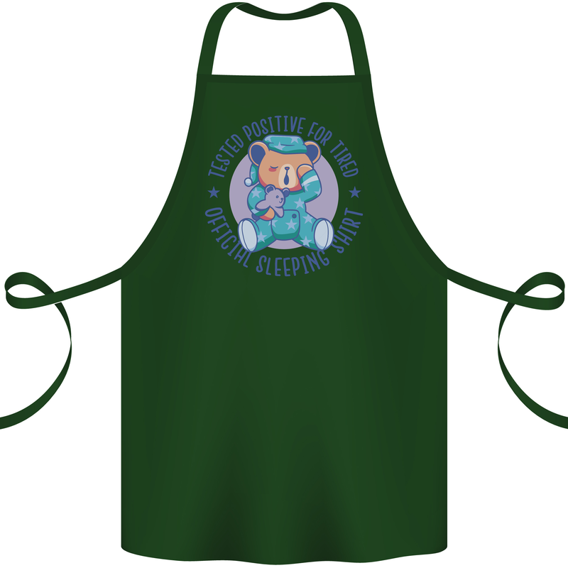 Tested Positive for Tired Teddy Bear Sleeping Cotton Apron 100% Organic Forest Green