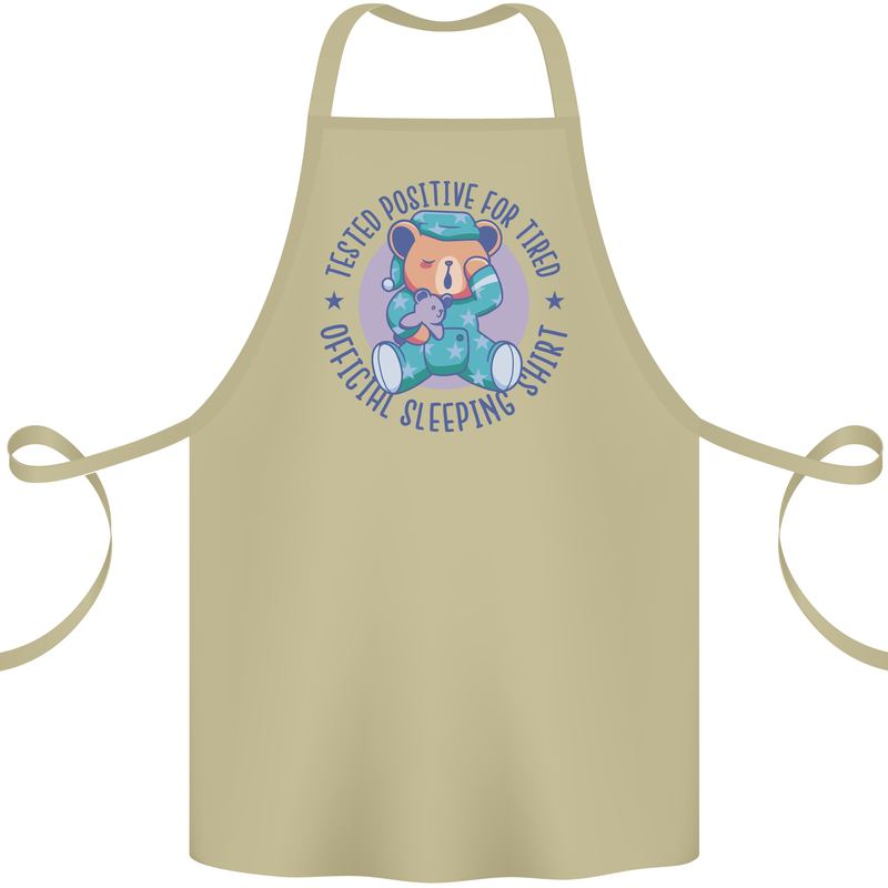 Tested Positive for Tired Teddy Bear Sleeping Cotton Apron 100% Organic Khaki