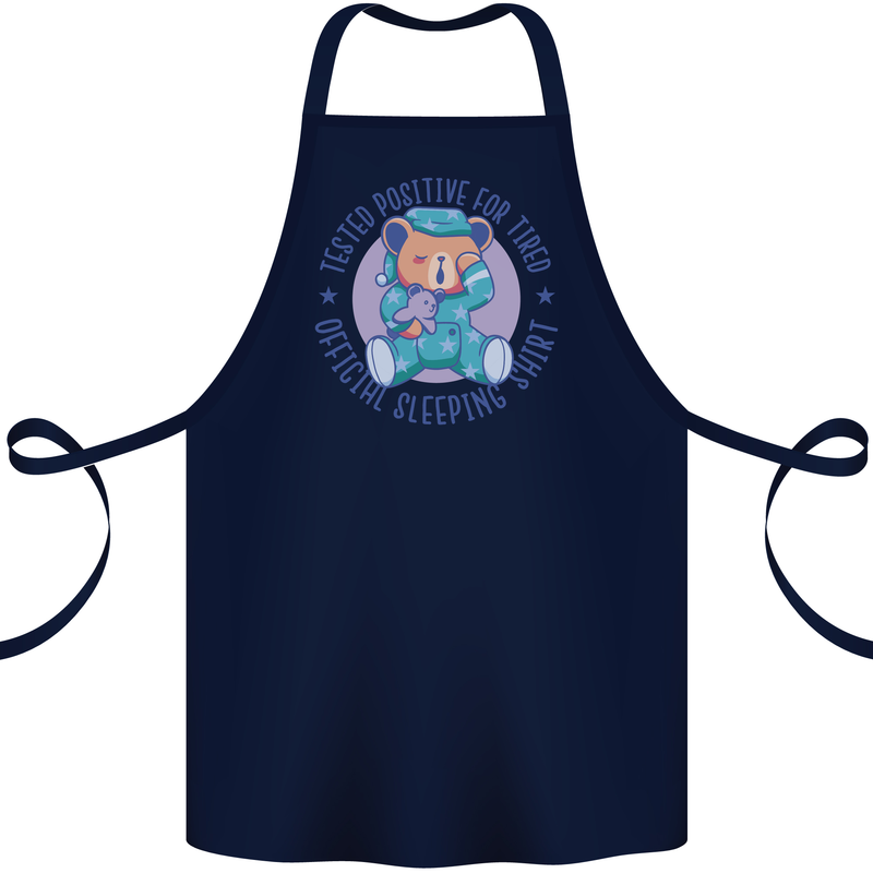 Tested Positive for Tired Teddy Bear Sleeping Cotton Apron 100% Organic Navy Blue