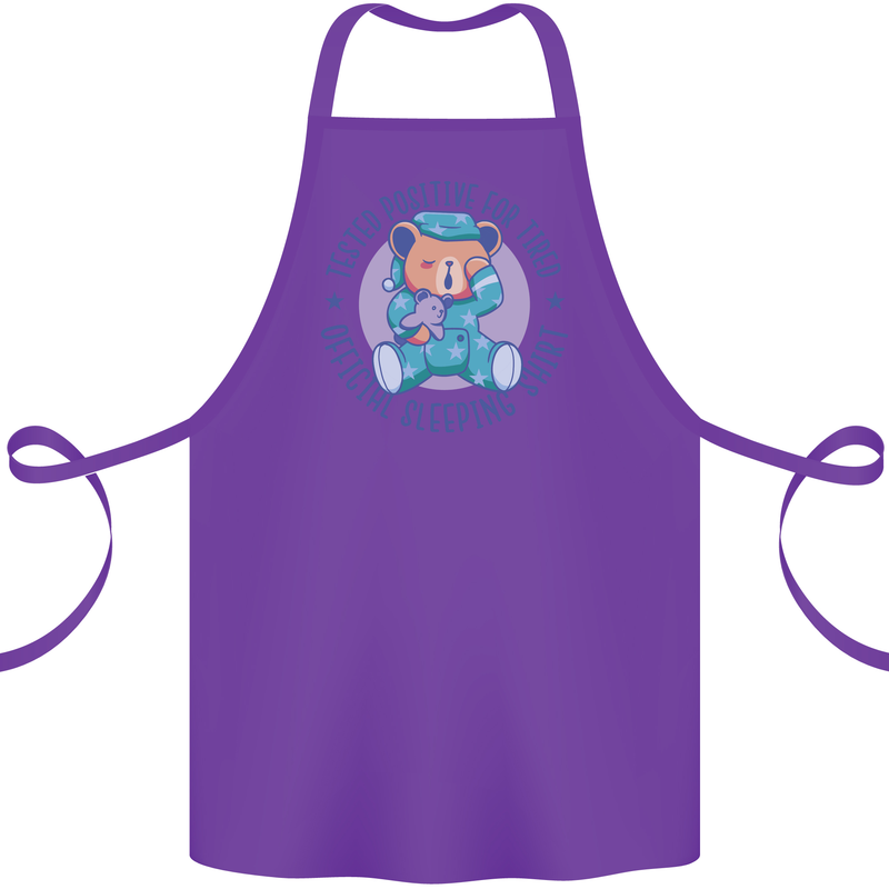 Tested Positive for Tired Teddy Bear Sleeping Cotton Apron 100% Organic Purple