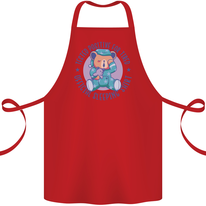 Tested Positive for Tired Teddy Bear Sleeping Cotton Apron 100% Organic Red