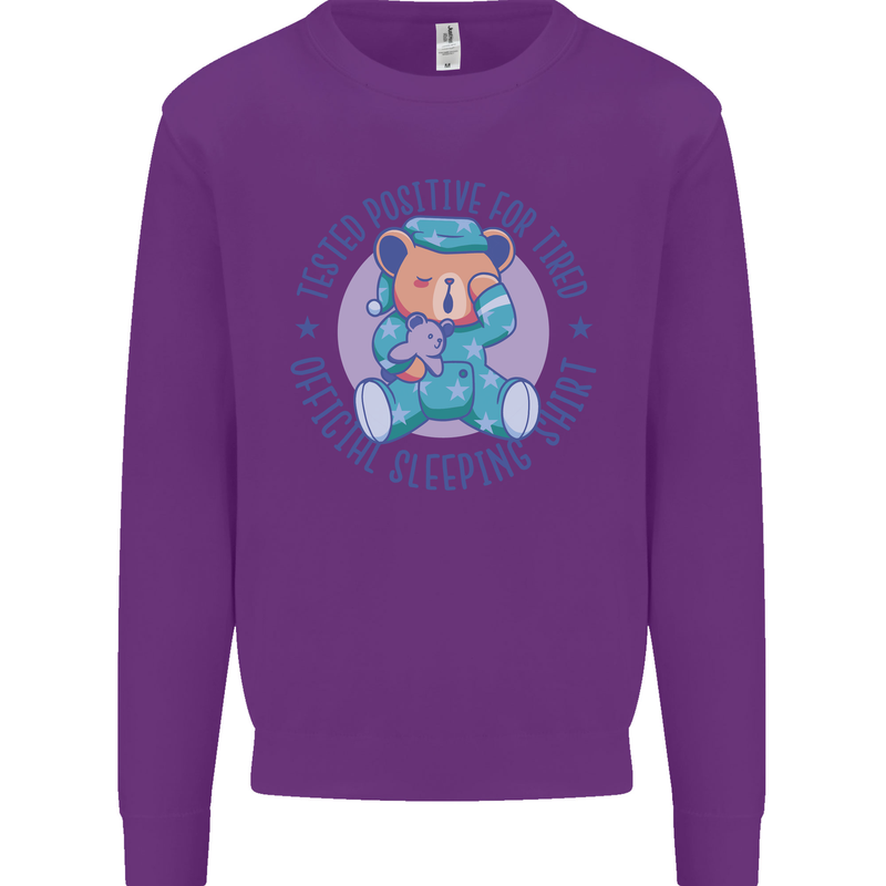 Tested Positive for Tired Teddy Bear Sleeping Kids Sweatshirt Jumper Purple