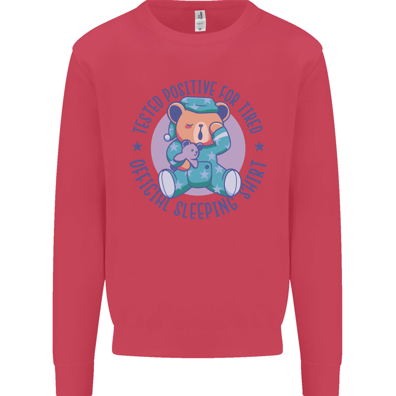 Tested Positive for Tired Teddy Bear Sleeping Mens Sweatshirt Jumper Heliconia