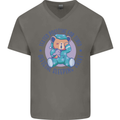 Tested Positive for Tired Teddy Bear Sleeping Mens V-Neck Cotton T-Shirt Charcoal