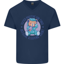 Tested Positive for Tired Teddy Bear Sleeping Mens V-Neck Cotton T-Shirt Navy Blue