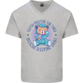 Tested Positive for Tired Teddy Bear Sleeping Mens V-Neck Cotton T-Shirt Sports Grey